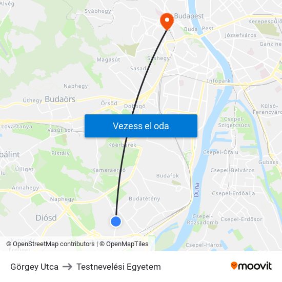 Görgey Utca to Testnevelési Egyetem map