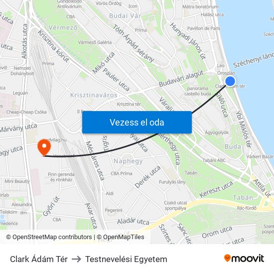 Clark Ádám Tér to Testnevelési Egyetem map