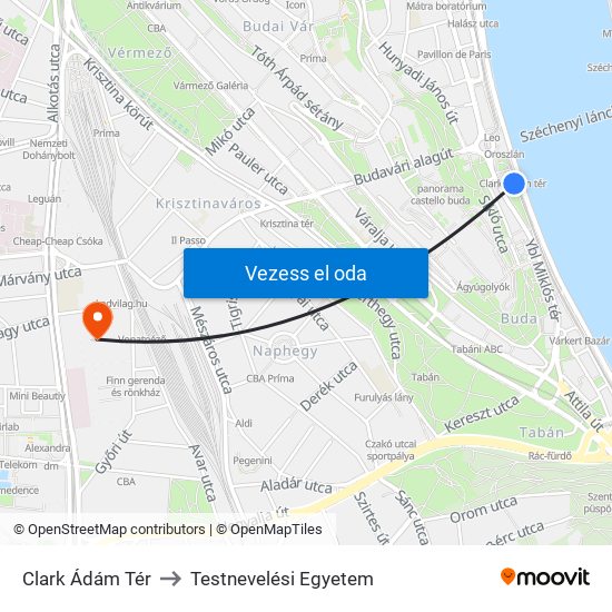 Clark Ádám Tér to Testnevelési Egyetem map