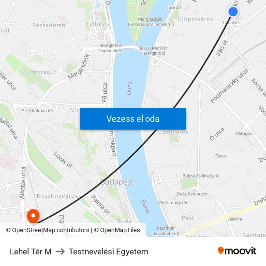 Lehel Tér M to Testnevelési Egyetem map