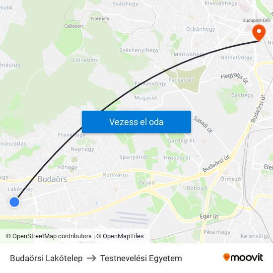 Budaörsi Lakótelep to Testnevelési Egyetem map