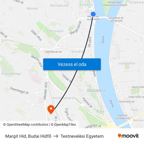 Margit Híd, Budai Hídfő to Testnevelési Egyetem map