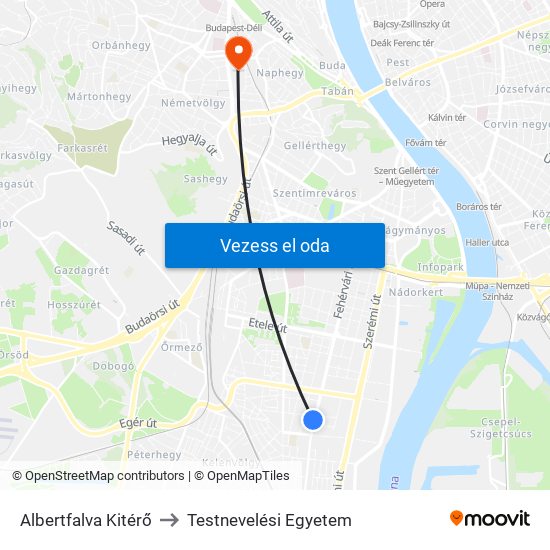 Albertfalva Kitérő to Testnevelési Egyetem map