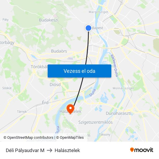 Déli Pályaudvar M to Halásztelek map