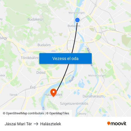 Jászai Mari Tér to Halásztelek map