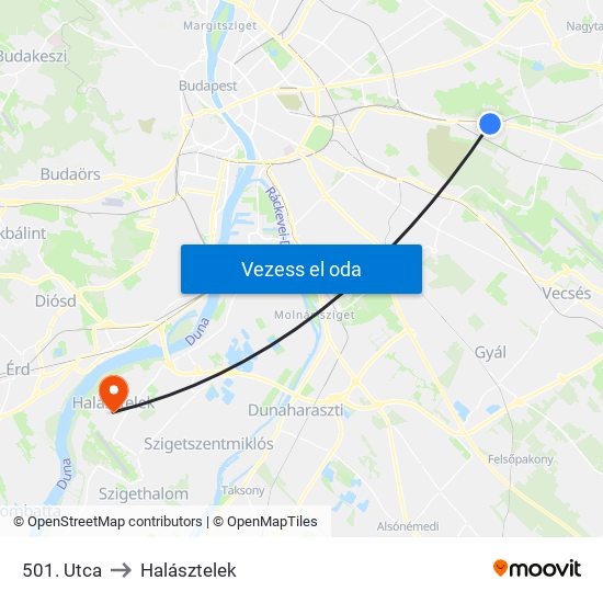 501. Utca to Halásztelek map