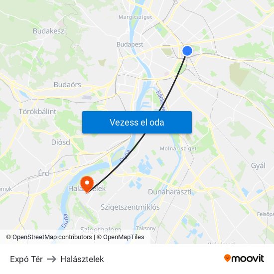 Expó Tér to Halásztelek map