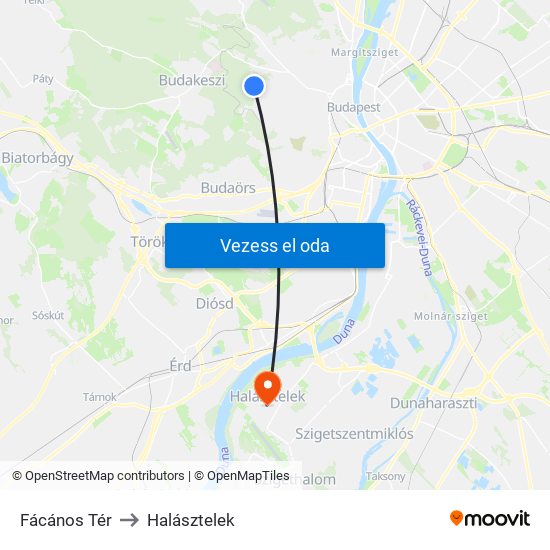 Fácános Tér to Halásztelek map