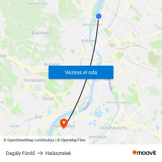 Dagály Fürdő to Halásztelek map