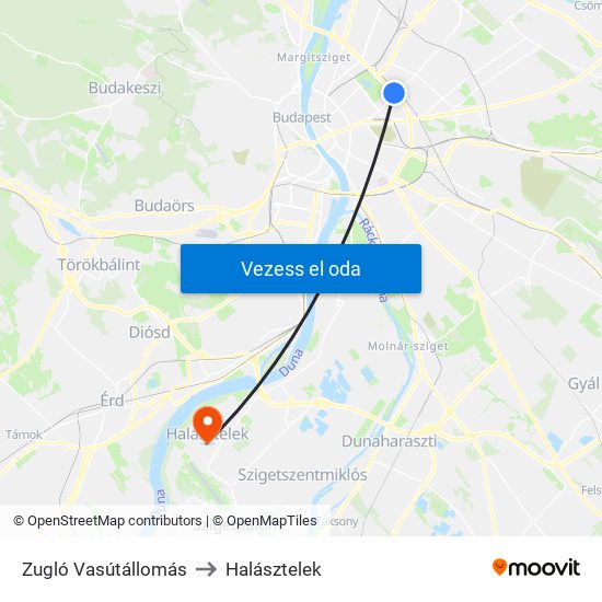 Zugló Vasútállomás to Halásztelek map