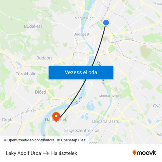 Laky Adolf Utca to Halásztelek map