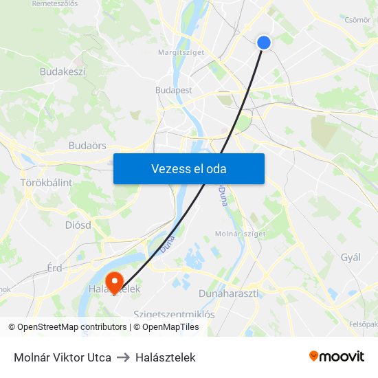 Molnár Viktor Utca to Halásztelek map