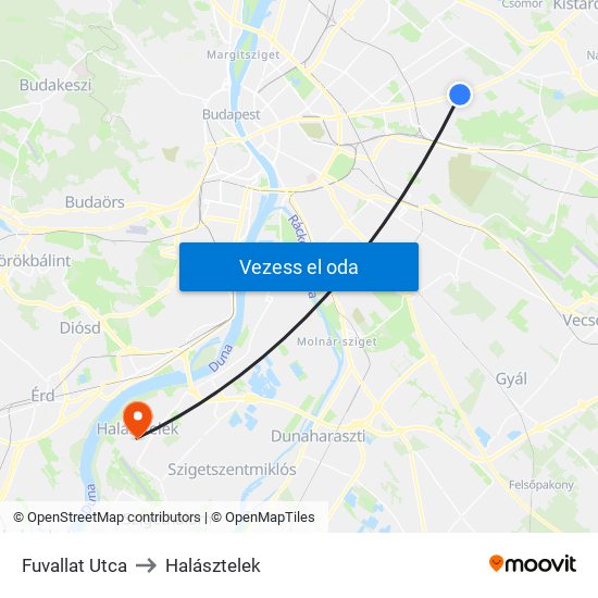 Fuvallat Utca to Halásztelek map