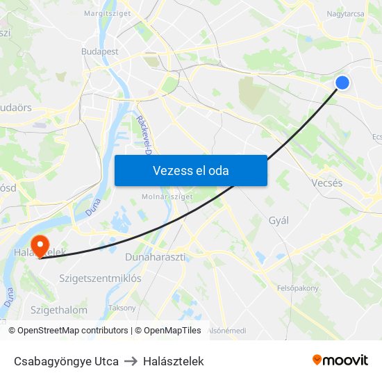 Csabagyöngye Utca to Halásztelek map