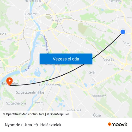 Nyomdok Utca to Halásztelek map