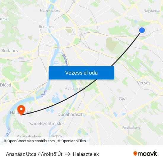 Ananász Utca / Ároktő Út to Halásztelek map