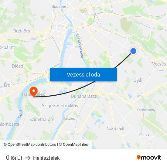 Üllői Út to Halásztelek map
