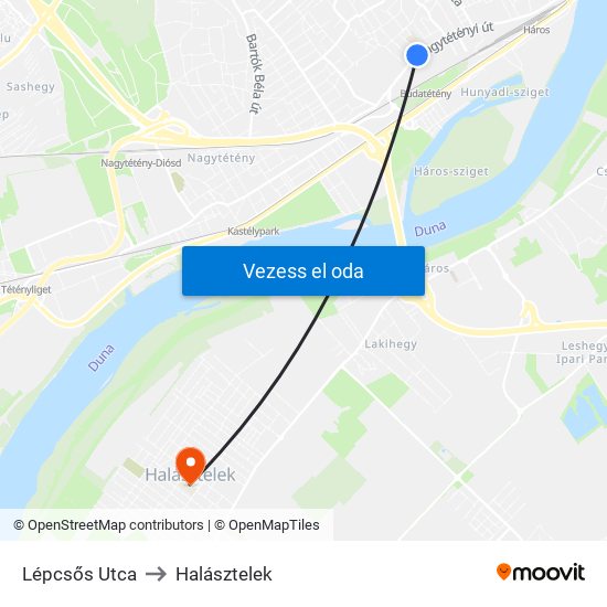 Lépcsős Utca to Halásztelek map