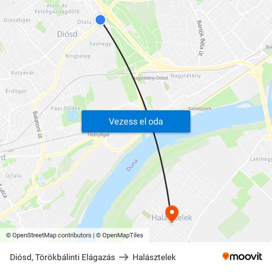 Diósd, Törökbálinti Elágazás to Halásztelek map