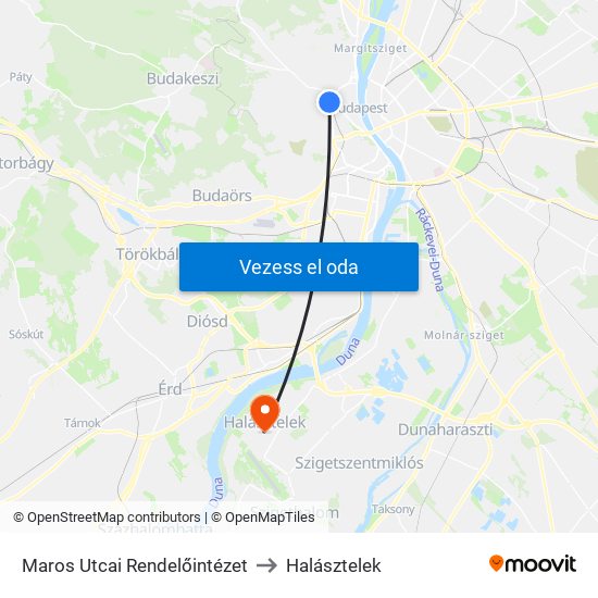 Maros Utcai Rendelőintézet to Halásztelek map