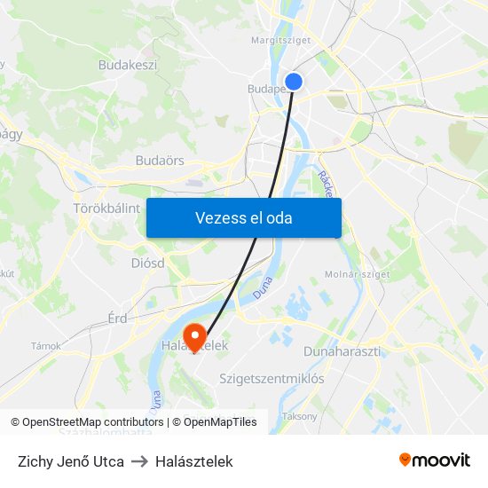 Zichy Jenő Utca to Halásztelek map