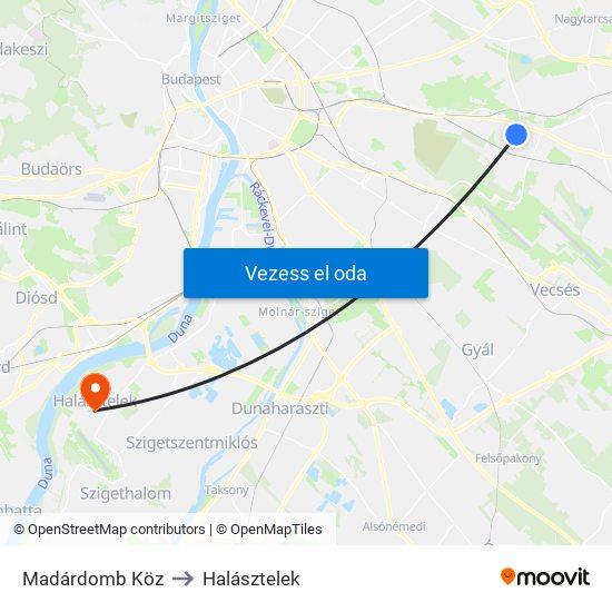 Madárdomb Köz to Halásztelek map