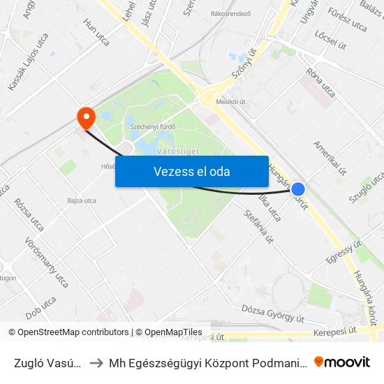 Zugló Vasútállomás to Mh Egészségügyi Központ Podmaniczky Utcai Telephely map