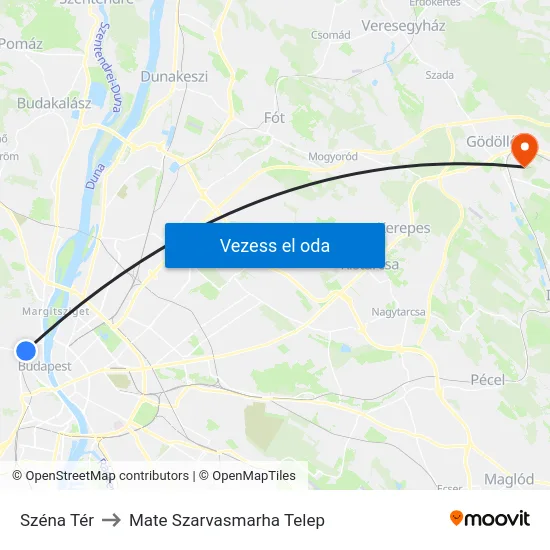 Széna Tér to Mate Szarvasmarha Telep map