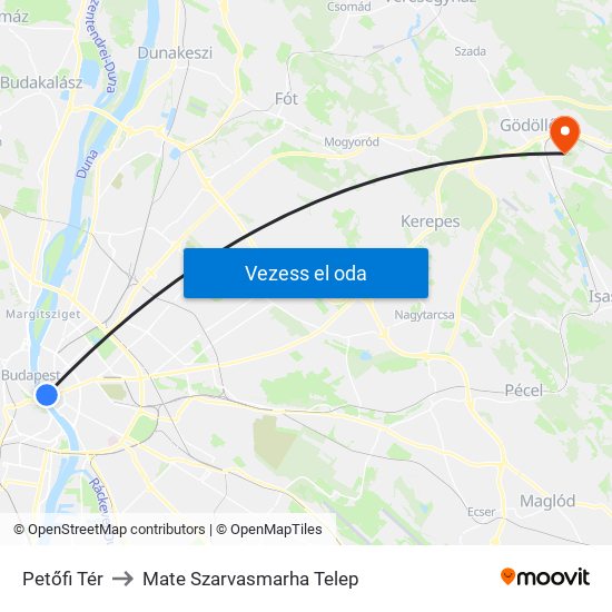 Petőfi Tér to Mate Szarvasmarha Telep map