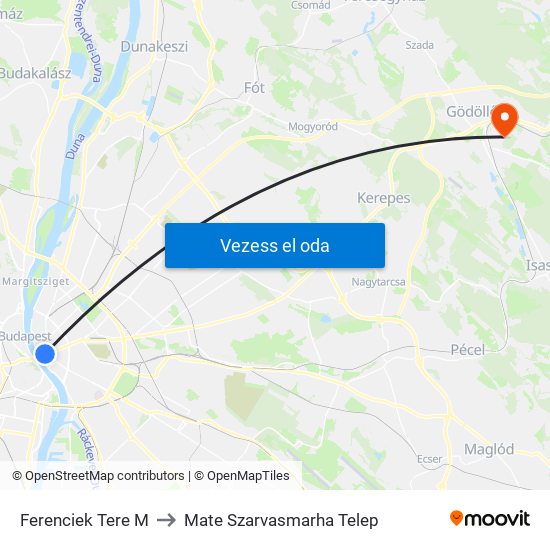 Ferenciek Tere M to Mate Szarvasmarha Telep map