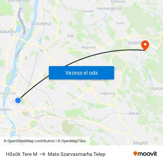 Hősök Tere M to Mate Szarvasmarha Telep map