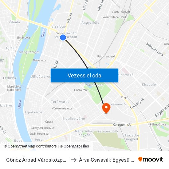 Göncz Árpád Városközpont to Árva Csivavák Egyesülete map
