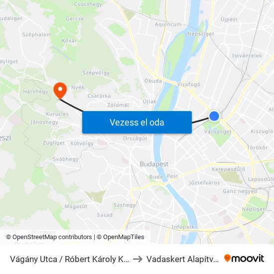 Vágány Utca / Róbert Károly Körút to Vadaskert Alapítvány map