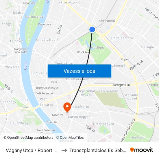 Vágány Utca / Róbert Károly Körút to Transzplantációs És Sebészeti Klinika map