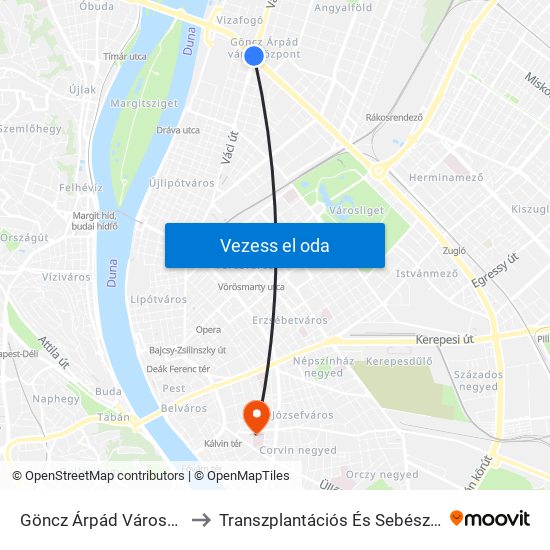 Göncz Árpád Városközpont to Transzplantációs És Sebészeti Klinika map