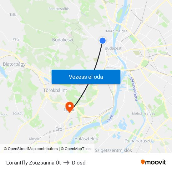 Lorántffy Zsuzsanna Út to Diósd map