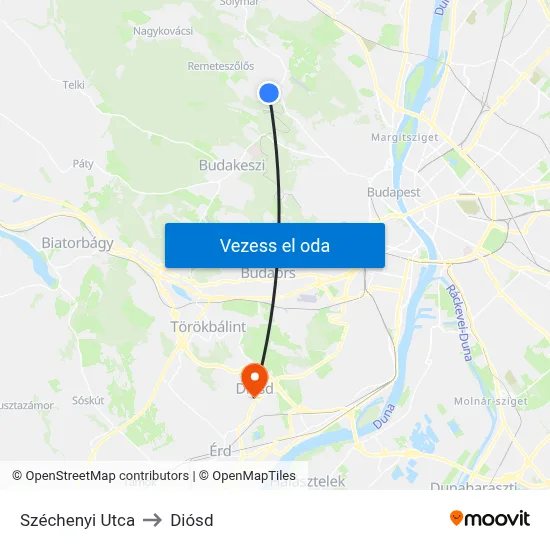 Széchenyi Utca to Diósd map