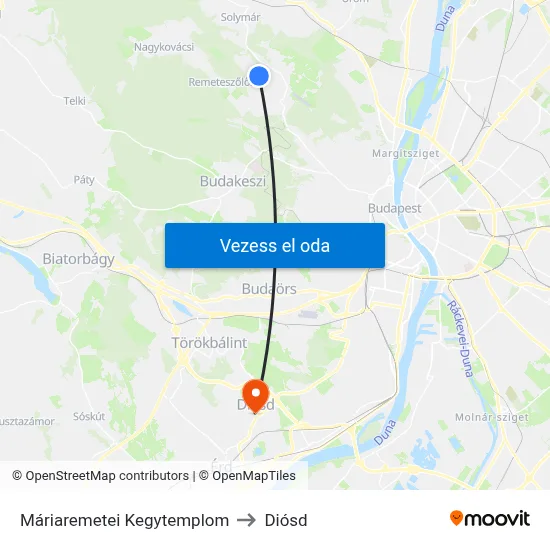 Máriaremetei Kegytemplom to Diósd map
