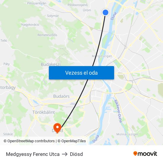 Medgyessy Ferenc Utca to Diósd map