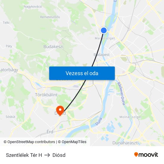 Szentlélek Tér H to Diósd map