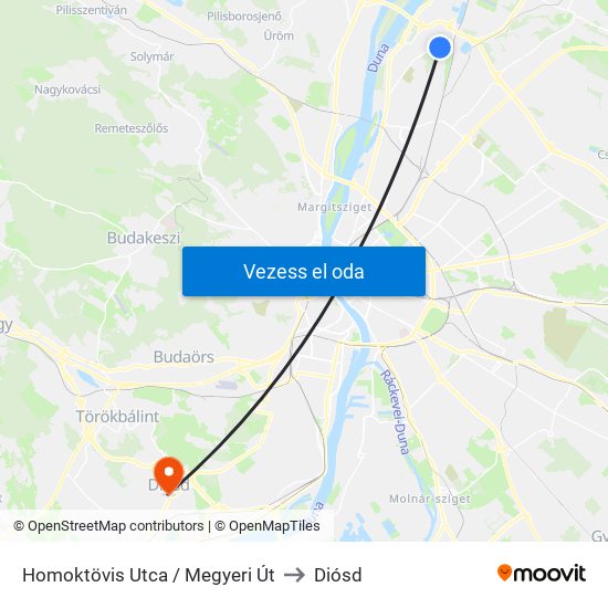 Homoktövis Utca / Megyeri Út to Diósd map