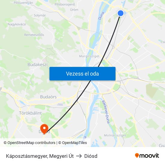 Káposztásmegyer, Megyeri Út to Diósd map