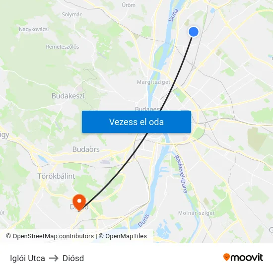 Iglói Utca to Diósd map