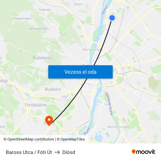 Baross Utca / Fóti Út to Diósd map
