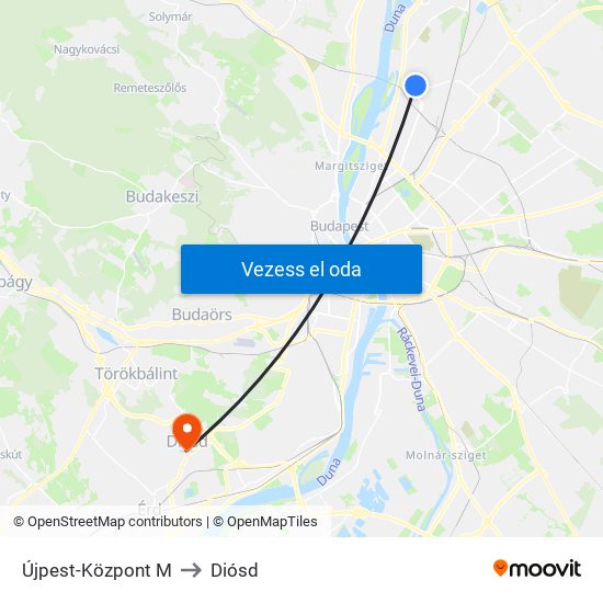 Újpest-Központ M to Diósd map