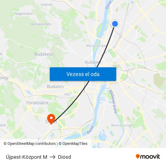 Újpest-Központ M to Diósd map