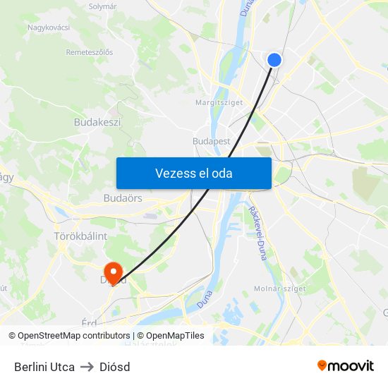 Berlini Utca to Diósd map