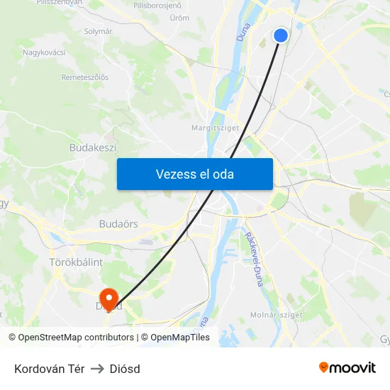 Kordován Tér to Diósd map