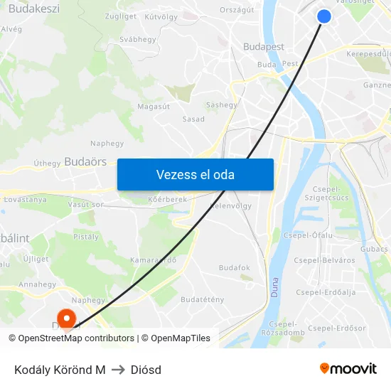 Kodály Körönd M to Diósd map