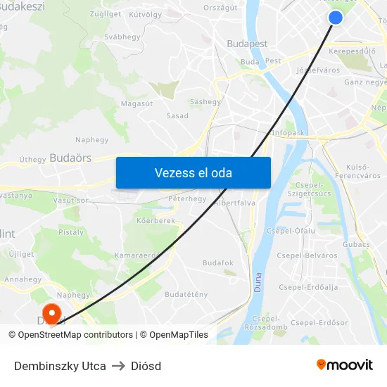 Dembinszky Utca to Diósd map